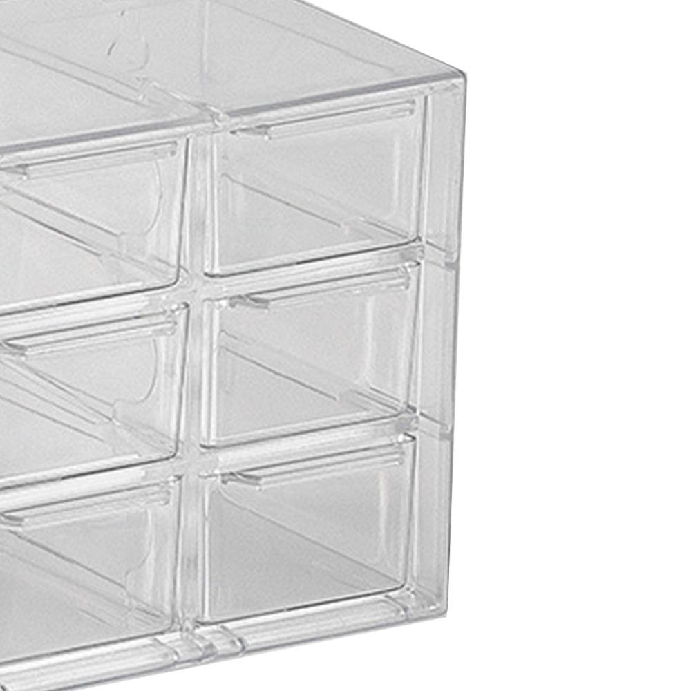 9 Grids Desktop Storage Box Clear Multipurpose Drawer Organizer Dustproof Space Saving Divided Drawer Cosmetic Storage