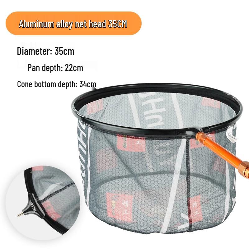 Foldable, Non-Snag Fishing Net Head for Large Fish, Black Pit, Ideal for Competitive Fishing, with Integrated Net Bag