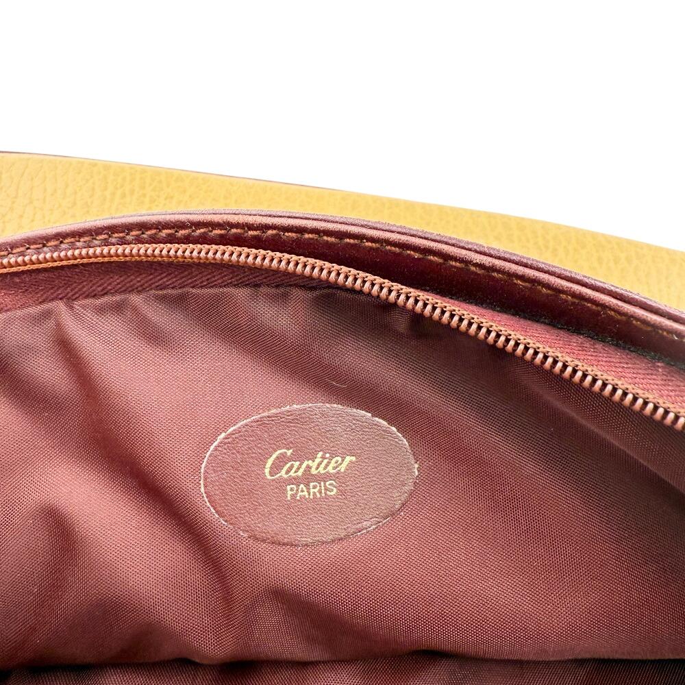 CARTIER Pouch business bag By color leather Clutch bag mustard leather Women Used