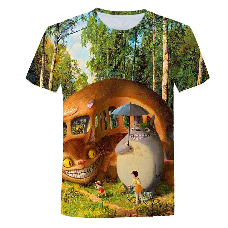 Naujo dizaino „Totoro Print“ marškinėliai vyrams Vasaros laisvalaikio įdomūs anime marškinėliai trumpomis rankovėmis apvalia kaklo drabužiai paaugliams