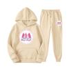New European and American sweater sweatpants two-piece set loose casual hooded sweater set printed drawstring sweater