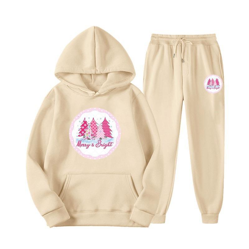 New European and American sweater sweatpants two-piece set loose casual hooded sweater set printed drawstring sweater