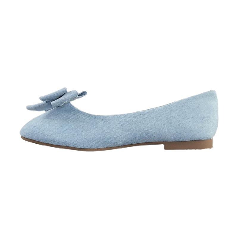 Ballerine da donna Scarpe da barca Azzurro Testa rotonda Fiocco Taglia 33-43 Scarpe basse per donna Pelle di velluto Alta qualità Scarpe estive