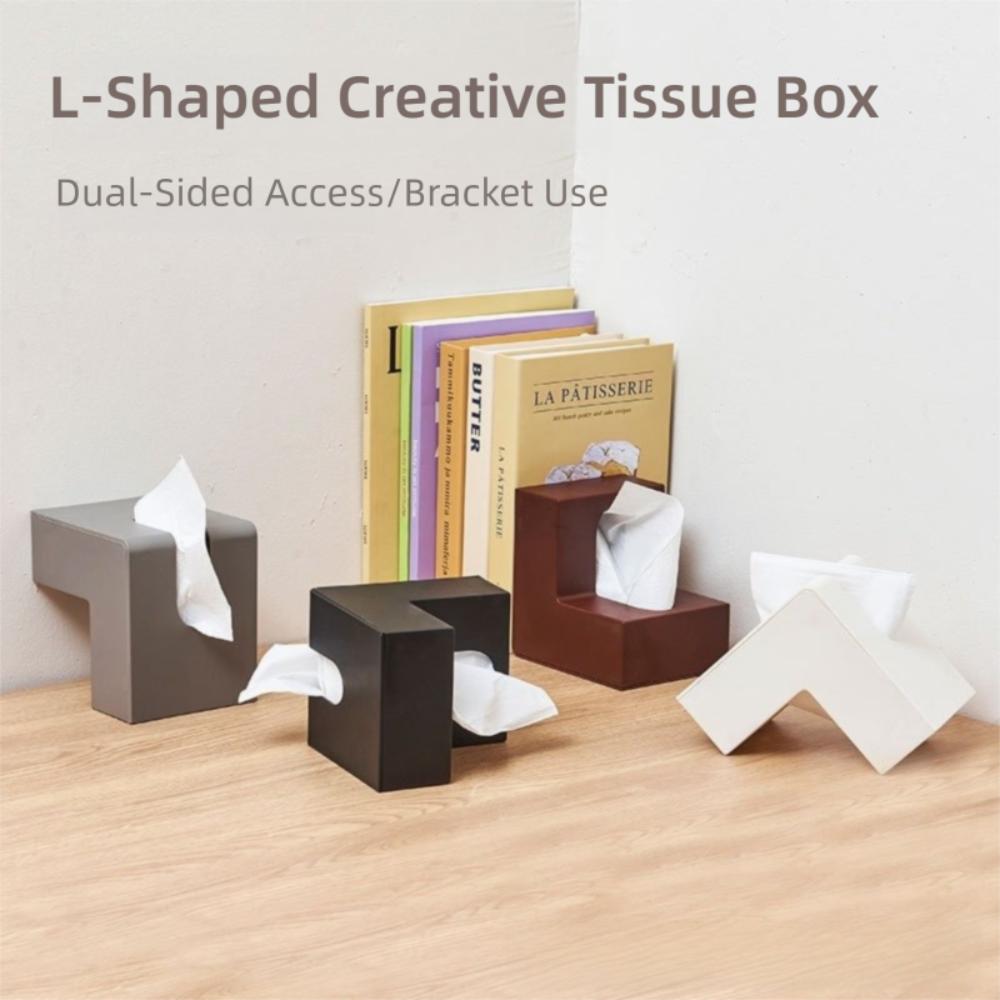Ins L-shaped Tissue Box Desktop Decoration Plastic Kleenex Box Tissue Organizer Home Decoration