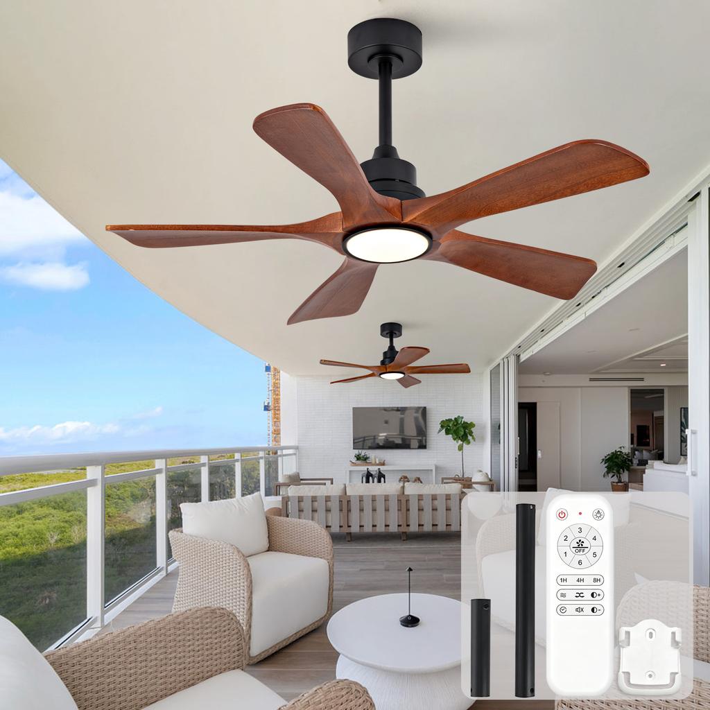 Ventilatore da soffitto da 42 pollici, 5 pale, con illuminazione e telecomando, 6 livelli di velocità, funzione di inversione, 3 CCT, dimmerabile, per pati/soggiorni/sale da pranzo