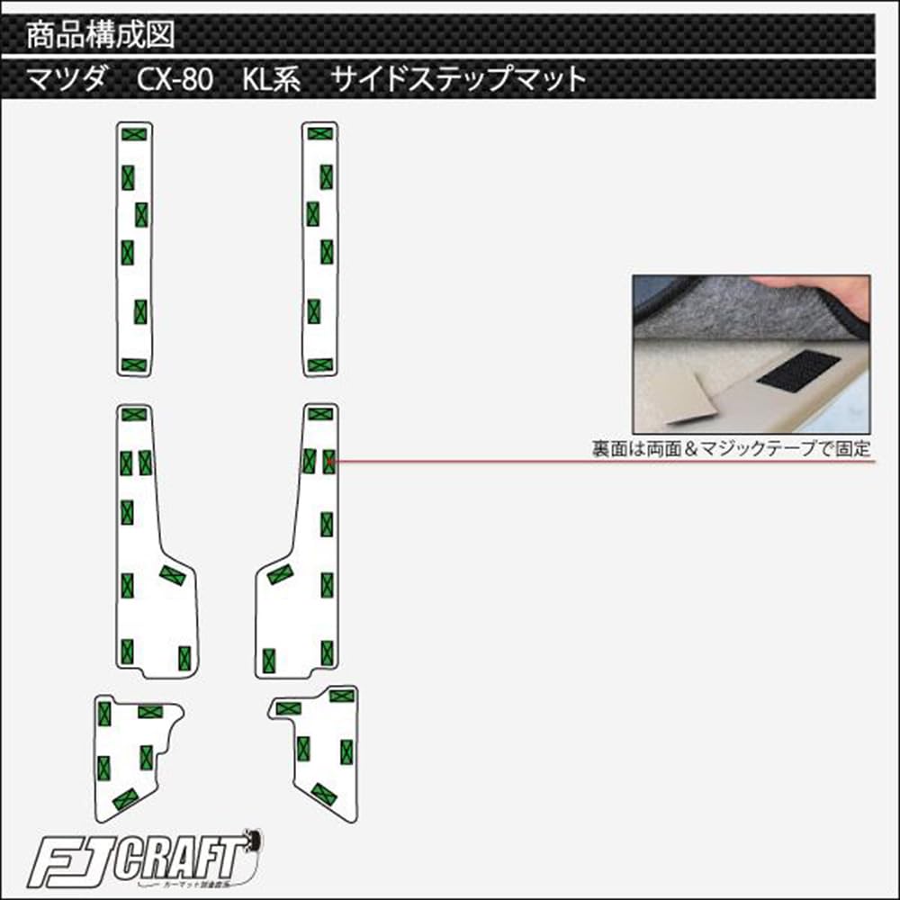 FJCRAFT Compatible Mazda CX80 KL Series Side Step Made In Carfeel Finish [M21] CX-80 Mats, Stain-Resistant, Anti-Scuff, Japan, (Excellent Black)