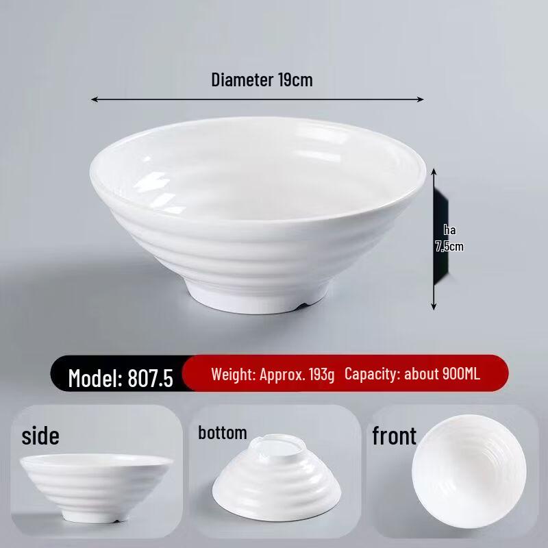 A5 Food Grade Melamine Threaded Noodle & Soup Bowl