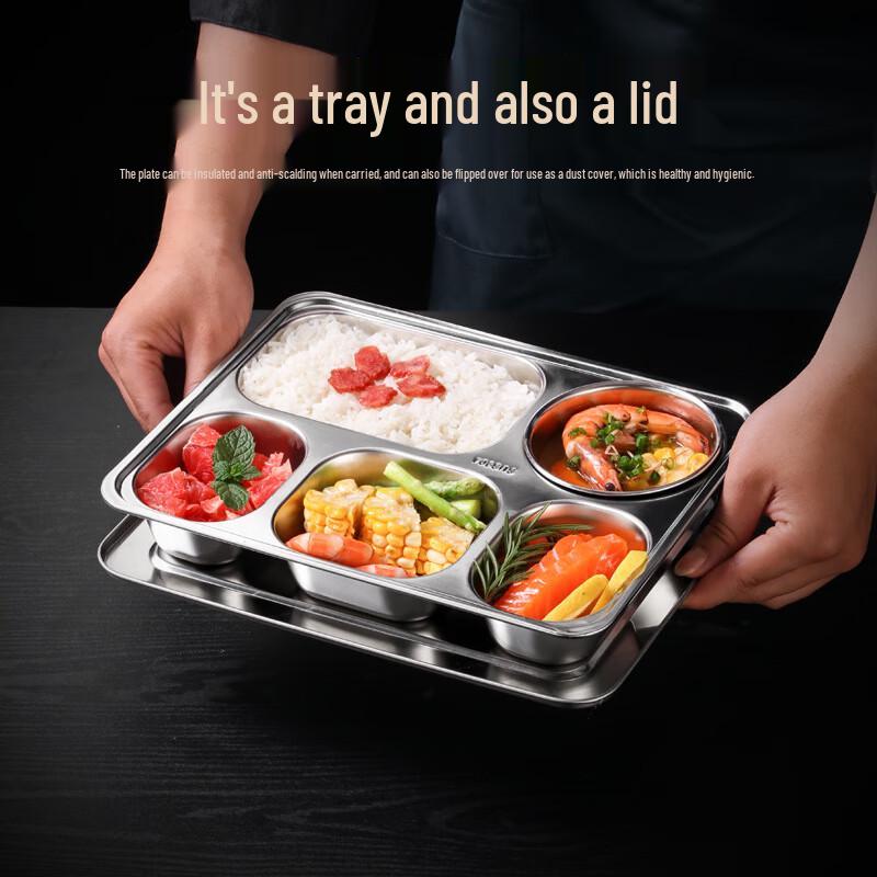 Lijia 304 Stainless Steel 4-Compartment Divided Meal Tray