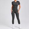 European & American 3D Backless Short Sleeve Jumpsuit - Autumn/Winter Yoga Activewear
