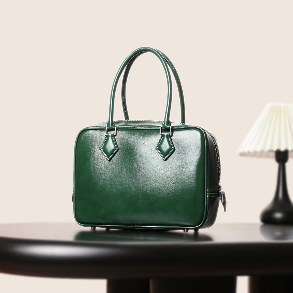 New first-layer cowhide large-capacity high-end bag Boston bowling bag genuine leather women's bag handbag