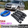 Black Carbon Fiber Door Handle Cover for Suzuki SX4 Fiat Sedici Maruti 2006~2013 2011 2012 Accessories Stickers Trim Set Chrome