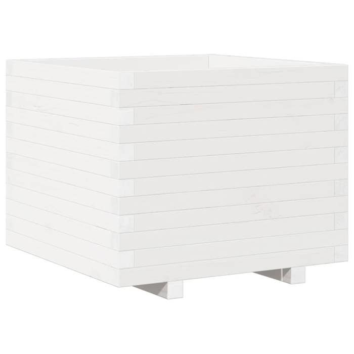 VidaXL Jardinière blanc 60x60x49,5 cm bois de pin massif, jardinière d'extérieur, bac à fleurs, boîte à plantes, jardinière 847359