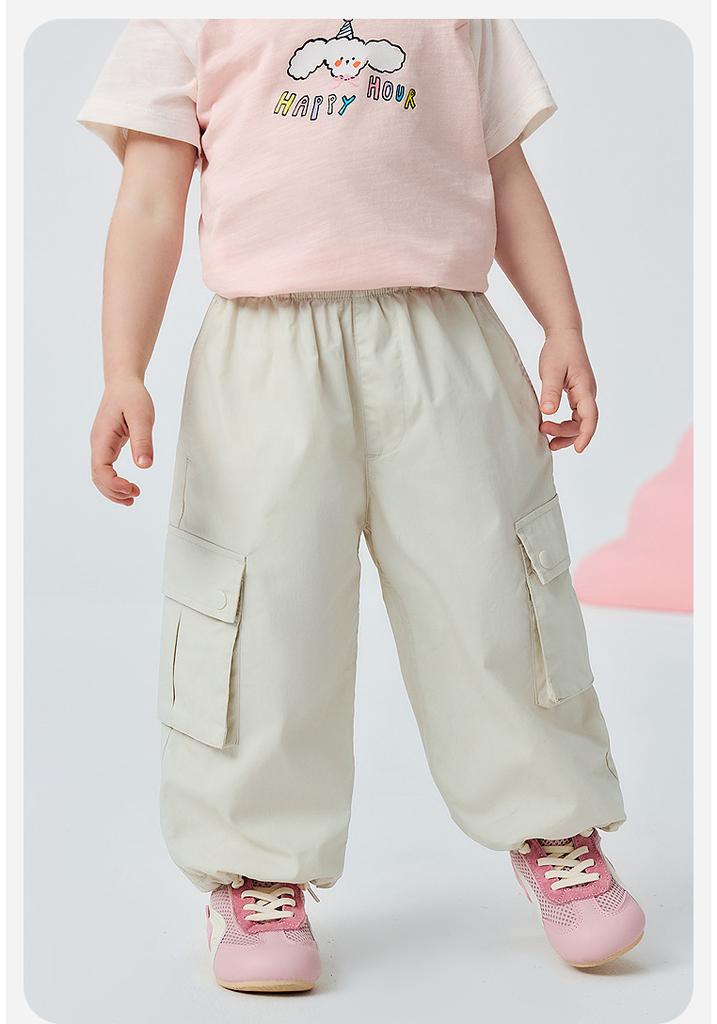 Mini Balabala Girls' Baby Pants with Breathable and Anti Belly Features, Adjustable Foot Openings for Summer