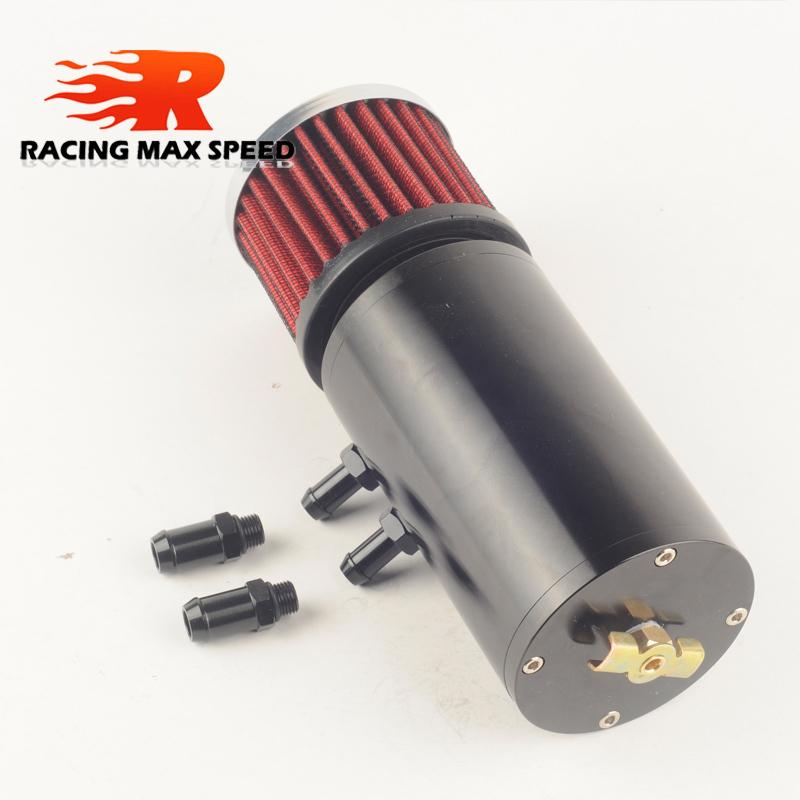 Universal 0.5L Brushed Baffled Oil Catch Tank Can with Breather Filter Aluminum 9MM 10AN Round Can Oil Catch Can