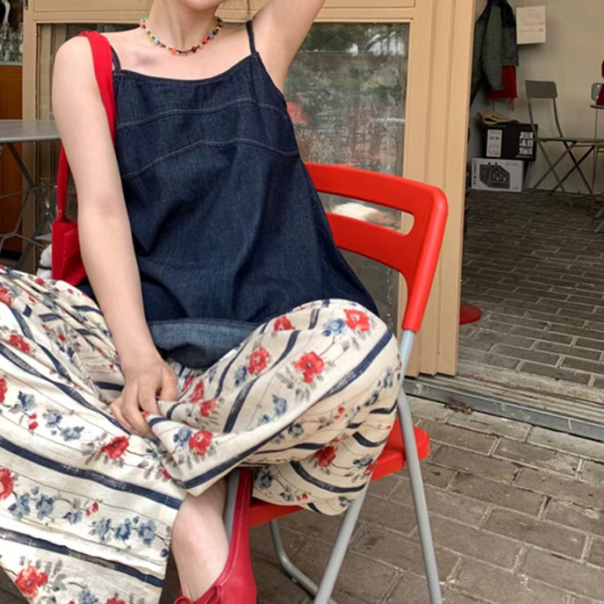 

Women s Bohemian Style Sweet Floral Print Cotton Rayon Wide Leg Ankle-Length Pants - Moisture-Wicking Loose Fit Pant one size