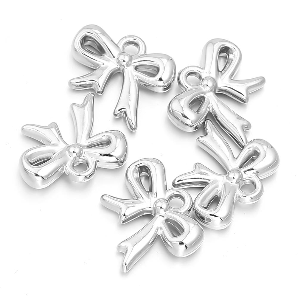 30pcs CCB Bow Beads Plastic Bowknot Charms Pendants For Jewelry Making DIY Crafts Neklace Earrings Keychain Accessories Findings