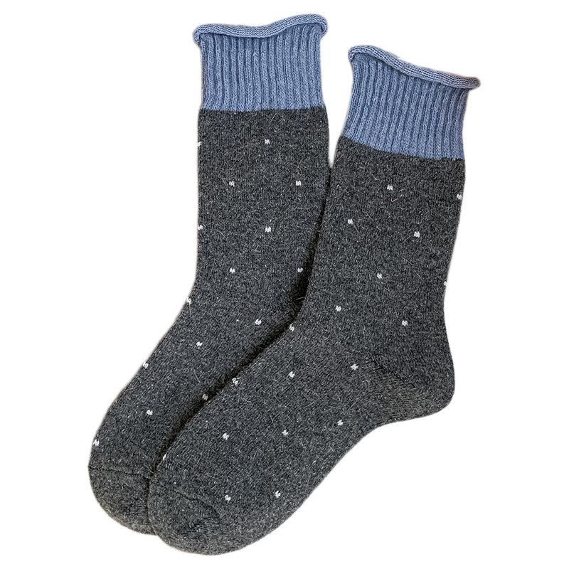 Wool Socks Children'S Stacking Socks Season Fleece Thickened Warm Color Matching Retro Polka Dot Curled Cashmere Medium Tube Socks