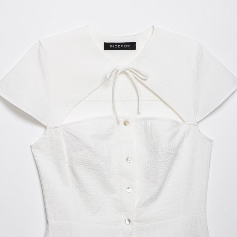 2026 Womens Street Fashion Solid Bow Decor Blouse XS S M L