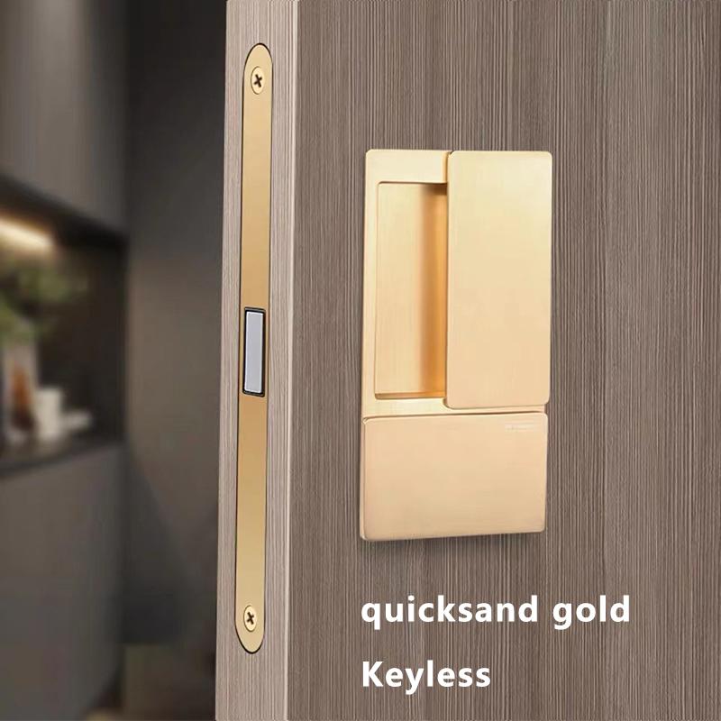 New Style Handleless Flat Lock Modern Bedroom Magnetic Recessed Door Handle Silent Push And Pull Invisible Sliding Door Lock