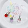 Cute Cherry Strawberry Peach Charm Pendant Chain Phone Strap Pocket Keychain Strap Decoration for Key Bag Purse