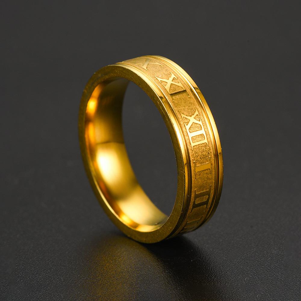 Einfache 6mm Punk Römische Ziffern Ringe Mode Herren Edelstahlringe Herren Hochzeit Verlobung Unisex Schmuck Dropshipping
