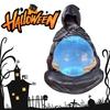 Grim Reaper Figurine with Light Up Ball Crystals Glowing Balls with Floating Bat The Death God's Crystal Balls for Halloween