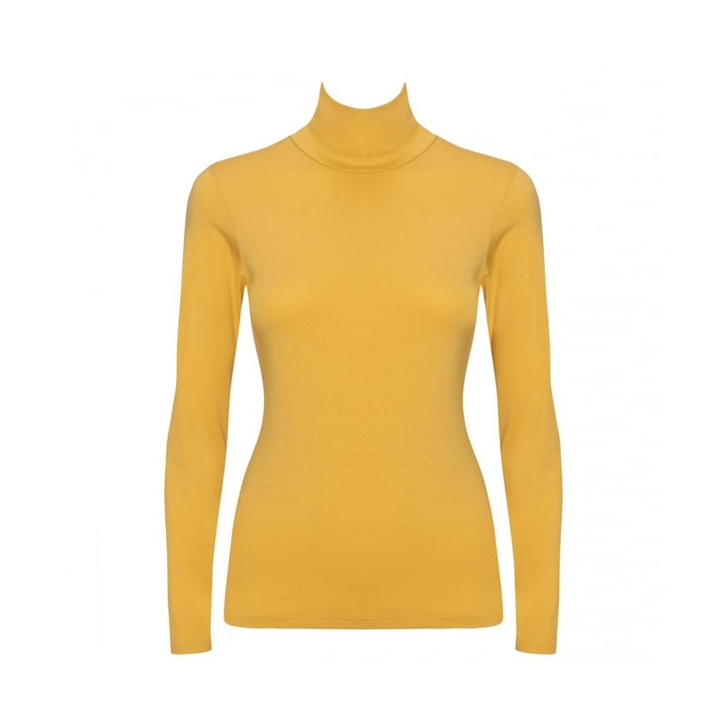 Triumph Warm High Neck Innerwear Sleeve Top 3664 Size M 5390, 1/4 (Solid Color) (Ocher),