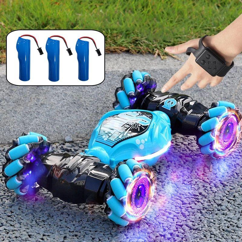 Rc Drift Car With Music Led Lights 2.4g Gesture Radio Remote Control Spray Stunt Car 360° Rotating Climbing Car Toys Gift