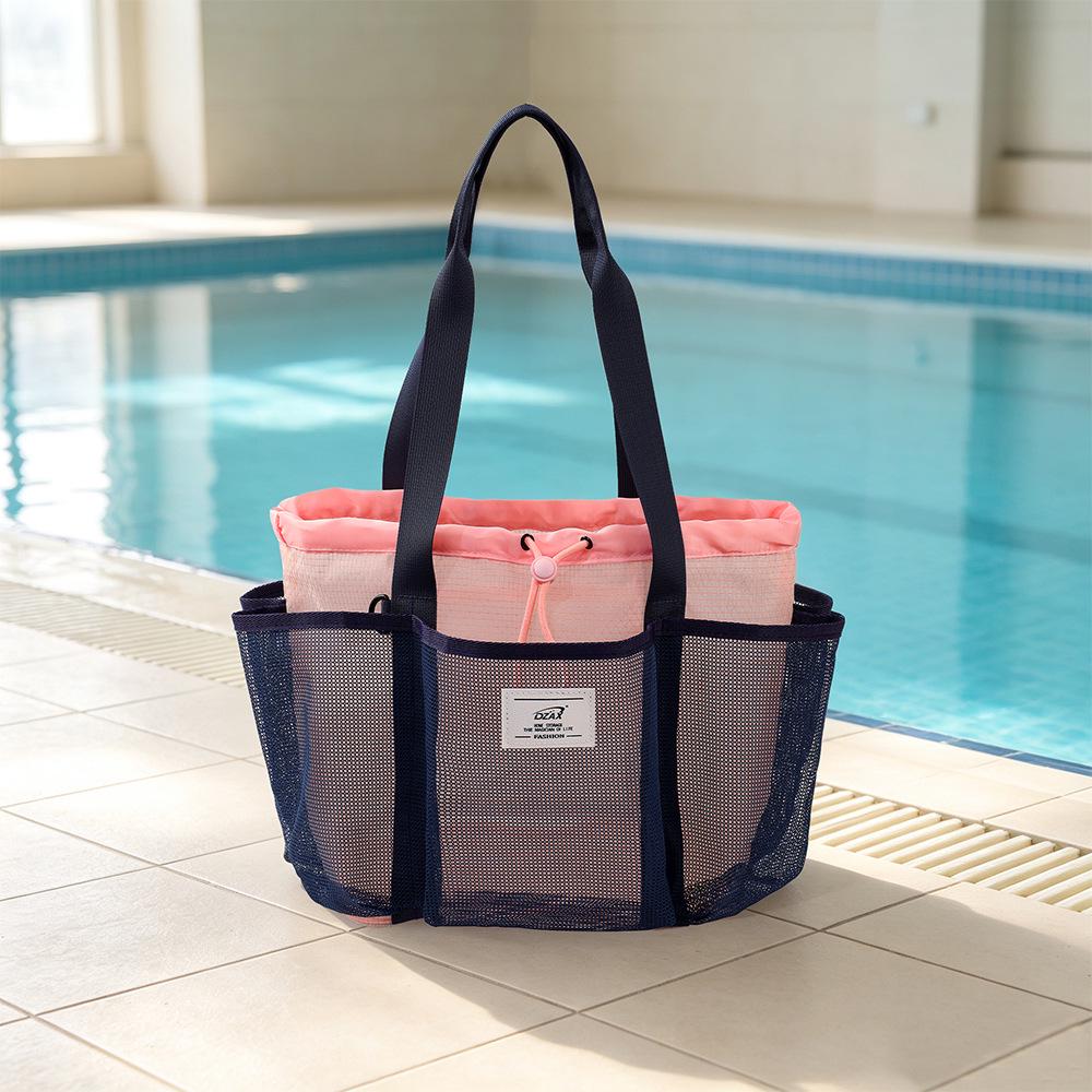 Large Capacity Travel Mesh Swim & Beach Tote - Bathing, Fitness, Toiletries Storage Bag