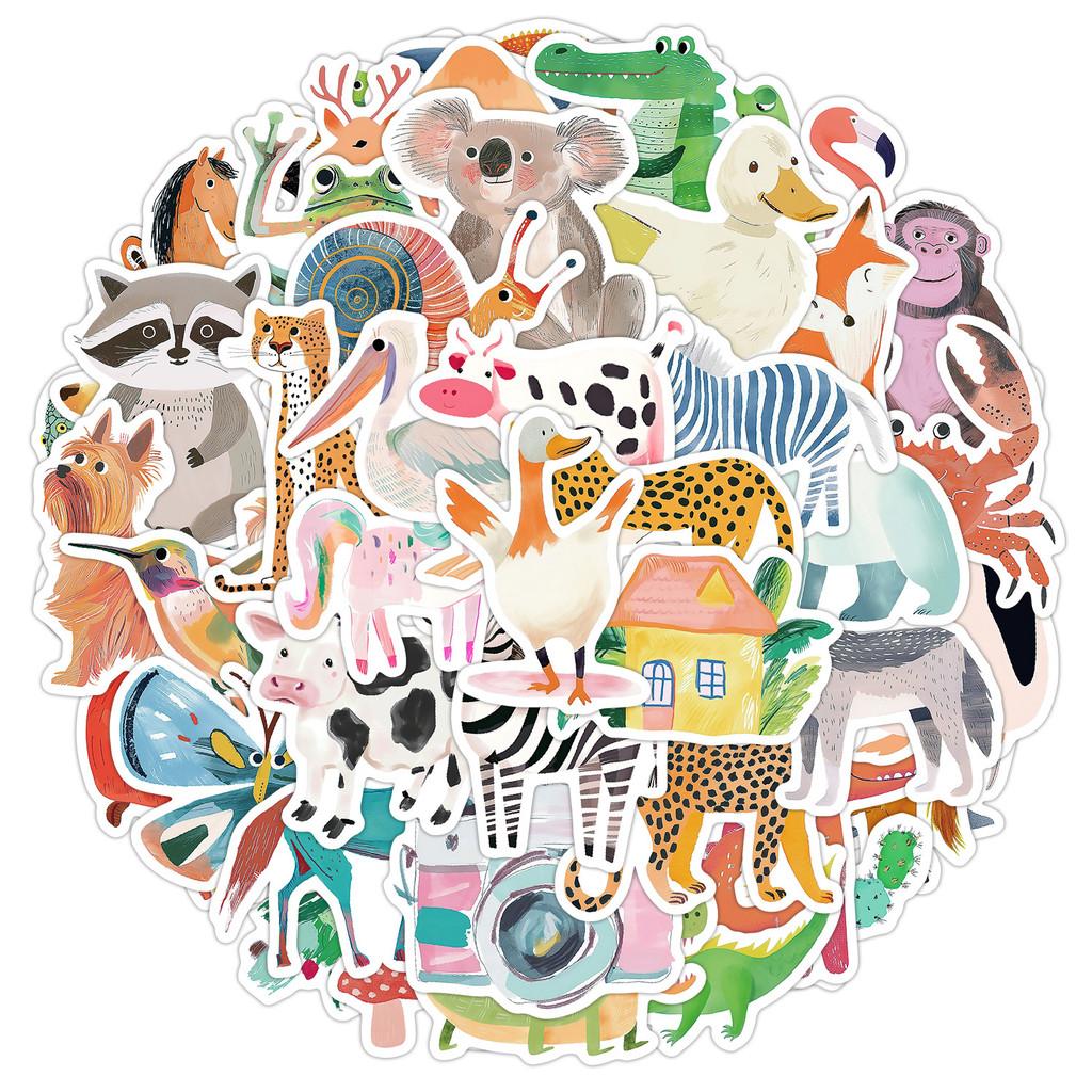 50 Stück Kinderhandgezeichnete Tier-Graffiti-Aufkleber - Wasserdichte Deko für Wasserbecher, Handy, Computer & Skateboard AnimeWorlds Store