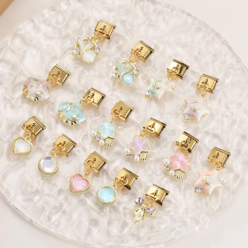 Vintage Gold Color Heart Star Cloud Rose Tulip Pendant Italian Charm Links Stainless Steel Fit 9mm Italian Bracelet DIY Jewelry