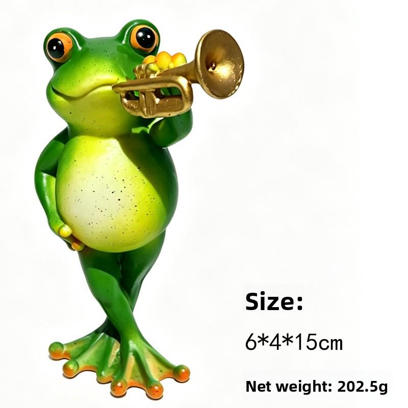 New Resin Frog Band Figurine - Creative Garden Decoration for The Courtyard - Cute Animal Handicraft