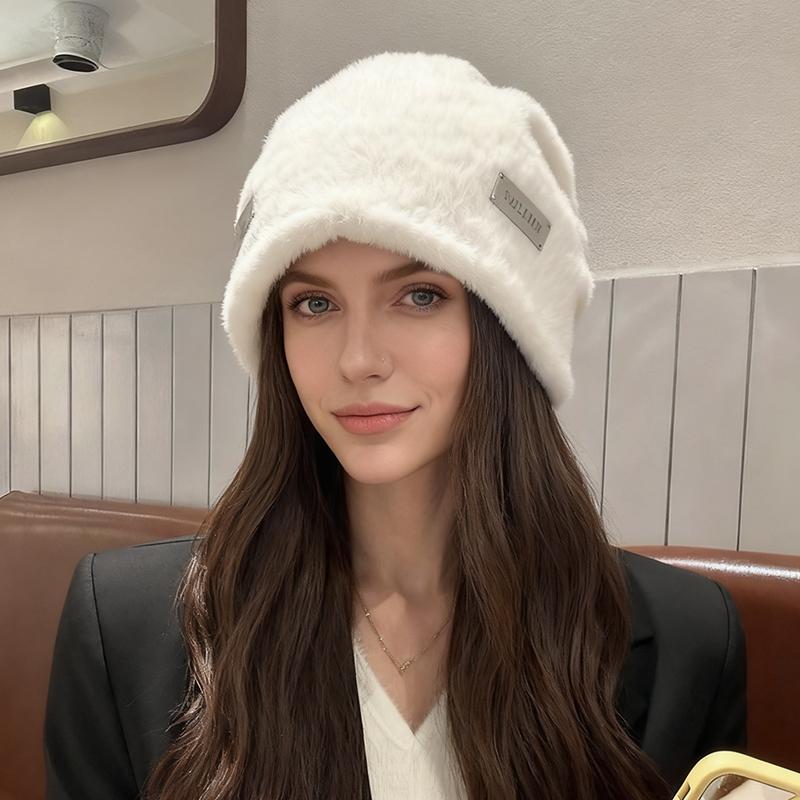 Women Plush Beanies Hats Winter Fleece Wool Outdoor Skullies Hat Female Gorros Solid Warm Coldproof Thicken Caps Fashion Baggy
