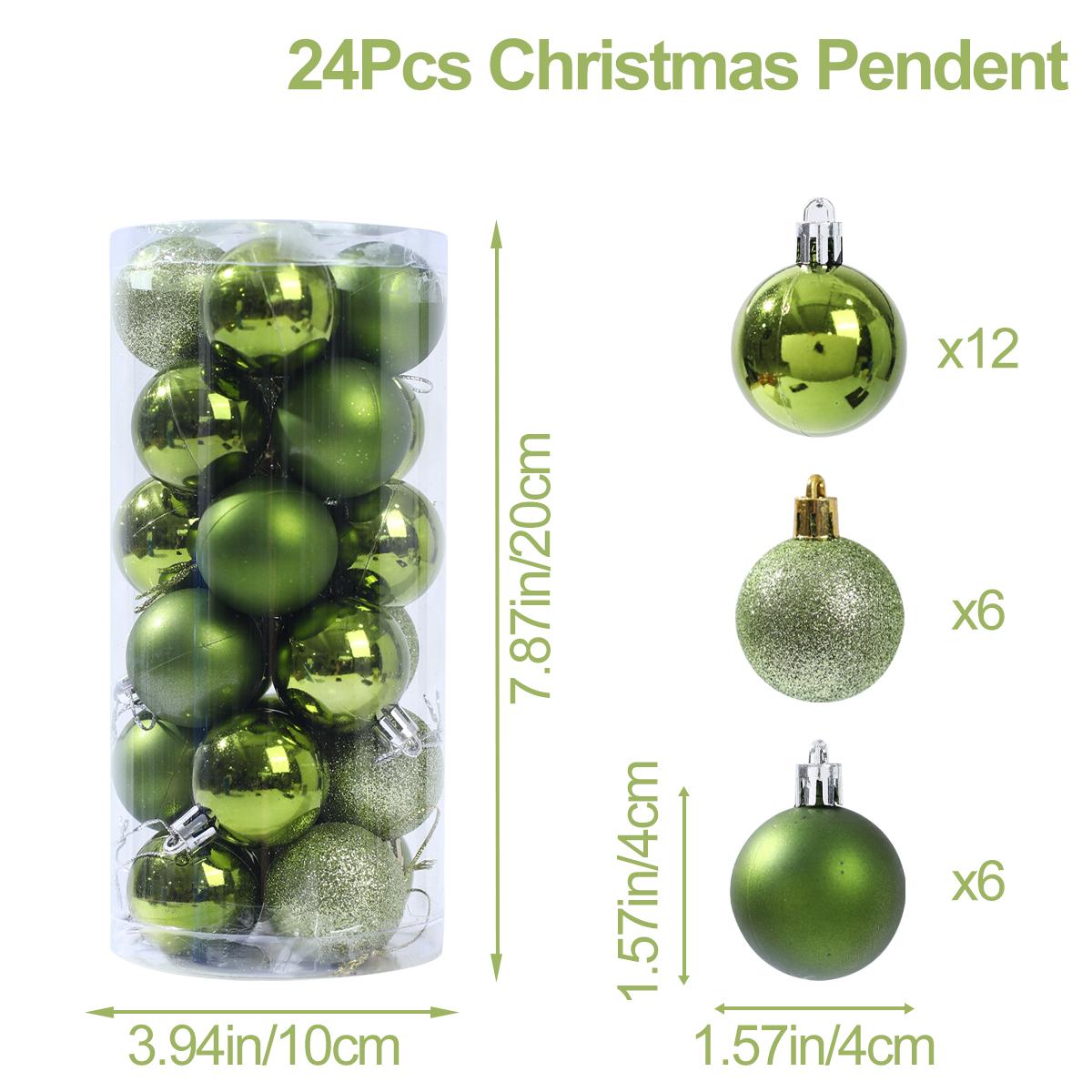 

24 шт. Рождественские шары, рождественские украшения, подвесные украшения для елки, украшения для домашнего декора, Навидад, Новый год 2024, аксессуары для декора зелёный
