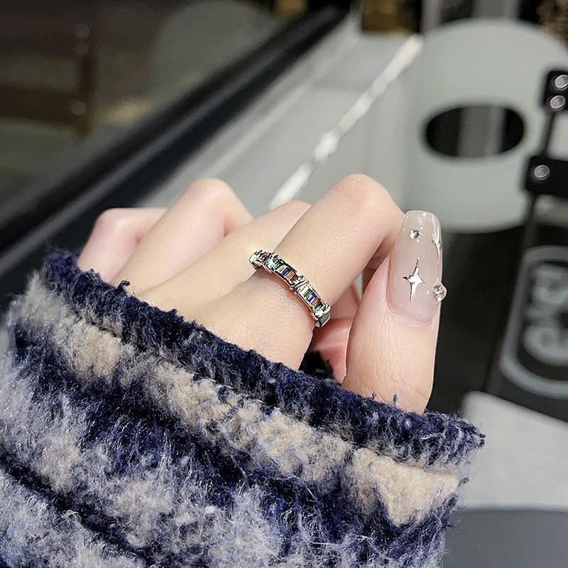

Rainbow Ring Female Niche Design High-End Index Finger Ring Light Luxury Opening Adjustable Annual Ring Tide Adjustable opening