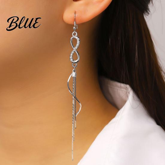 Long Earrings 1 Pair Women Infinity Symbol Tassel Drape Style
