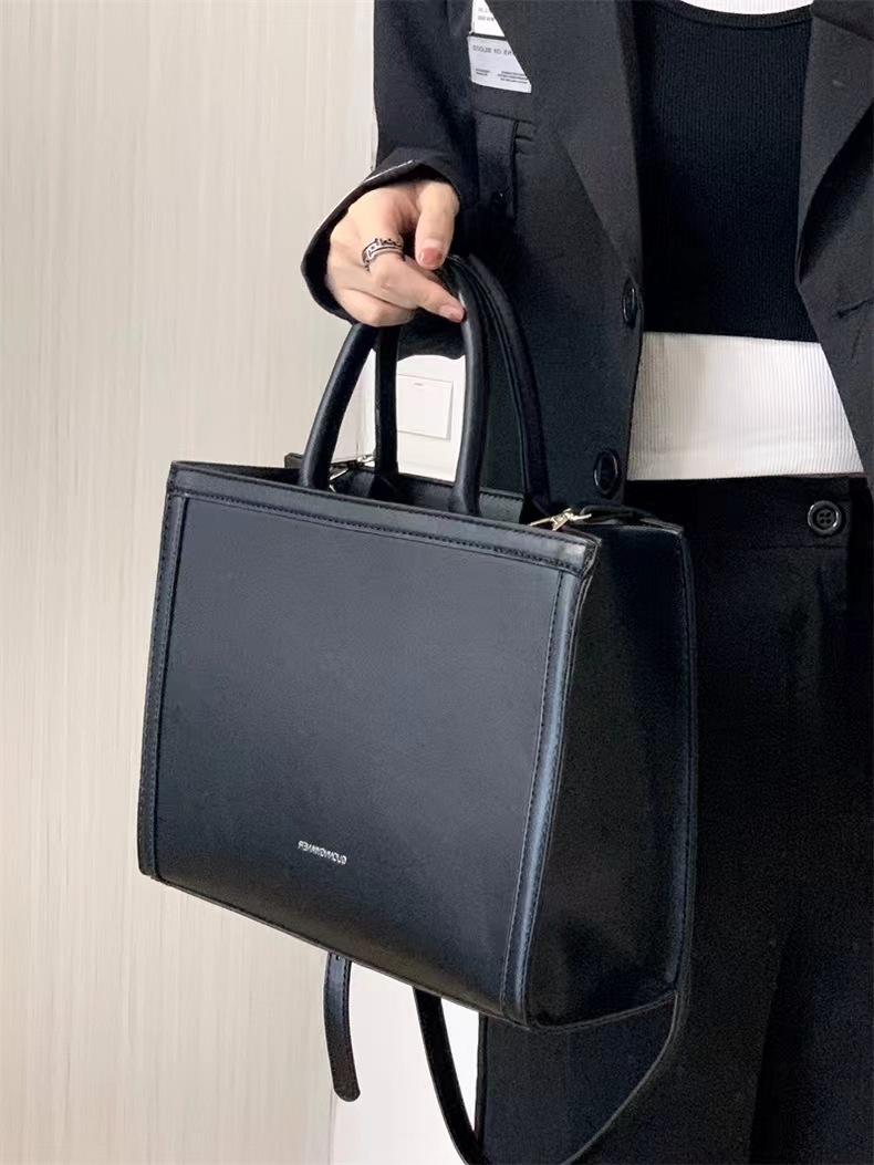 

Premium commuter solid color briefcase literary handbag fashionable large capacity shoulder messenger bag women