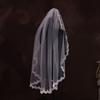 Romance Wedding Veils for Bride Seethrough Sheer Veils Headpiece With Lace Detailing and Hair Comb for Wedding Ceremony
