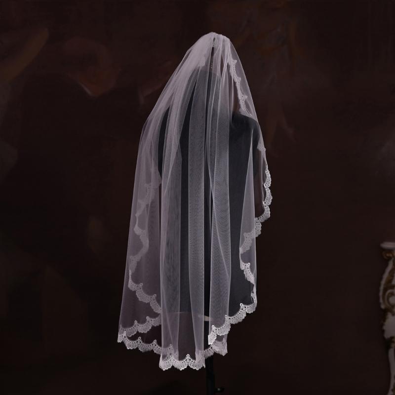 Romance Wedding Veils for Bride Seethrough Sheer Veils Headpiece With Lace Detailing and Hair Comb for Wedding Ceremony
