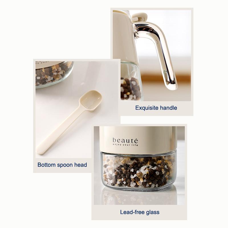 Kitchen Glass Spice Box, Spice Jar, Storage Container With Lid And Spoon Storage Container Spice Jar For Kitchen Cooking Supplie