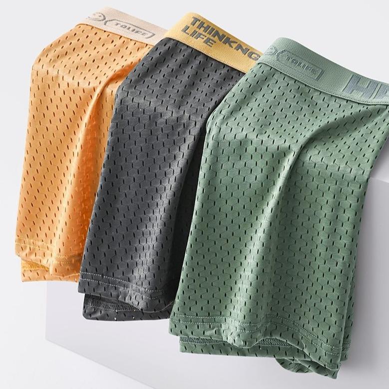 5pcs Summer Ice Silk Mesh Men's Underwear Mesh Men's Sexy Underwear Breathable Mesh Quadrangle Pants Youth Boxer Brief