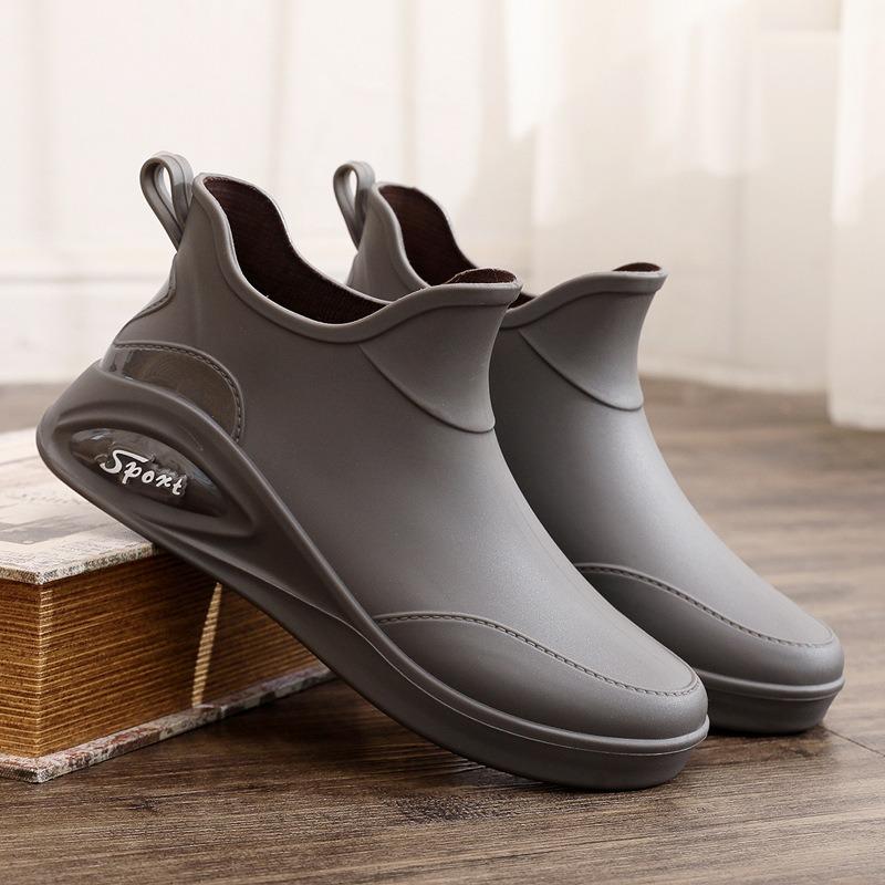 Fashion short rain shoes men's non-slip waterproof shoes kitchen rubber shoes new construction site wear-resistant water boots velvet warm