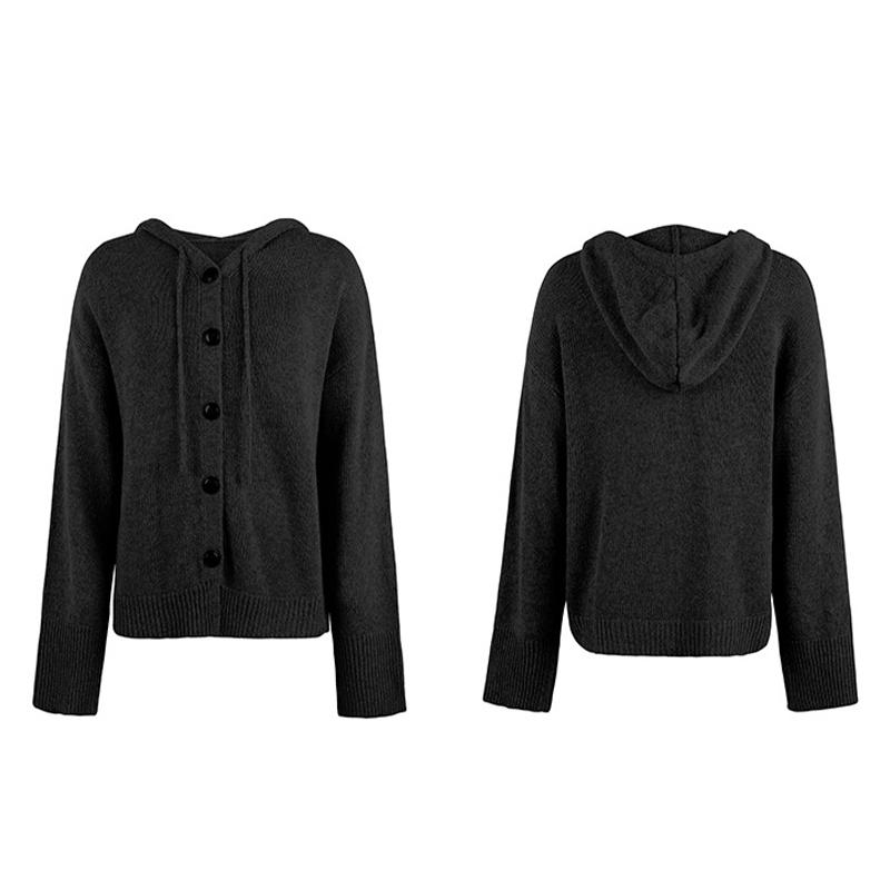 Женский повседневный и модный вязаный кардиган с длинными рукавами и капюшоном — фото 18