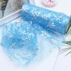 1 Roll 10 Yards Organza Ribbon Glitter Trimming Versatile Nylon Snowflake Pattern Craft Tulle Roll for Gift Packing