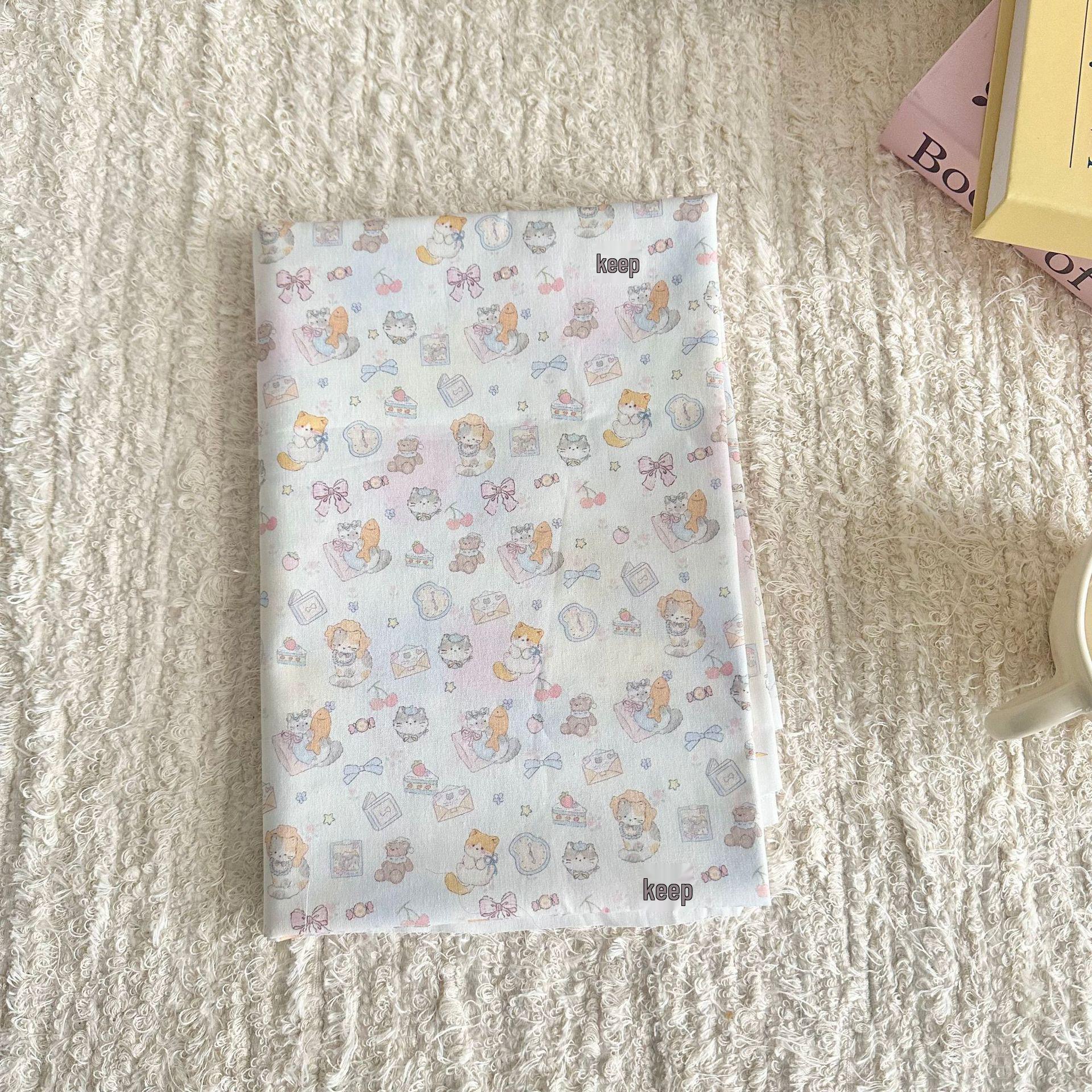 

100% Хлопок Цифровая Печать Корейская Ткань с Цветочным Рисунком Вишни и Медведя для Женской, Детской, Семейной Одежды и DIY Домашней Одежды 95 cm