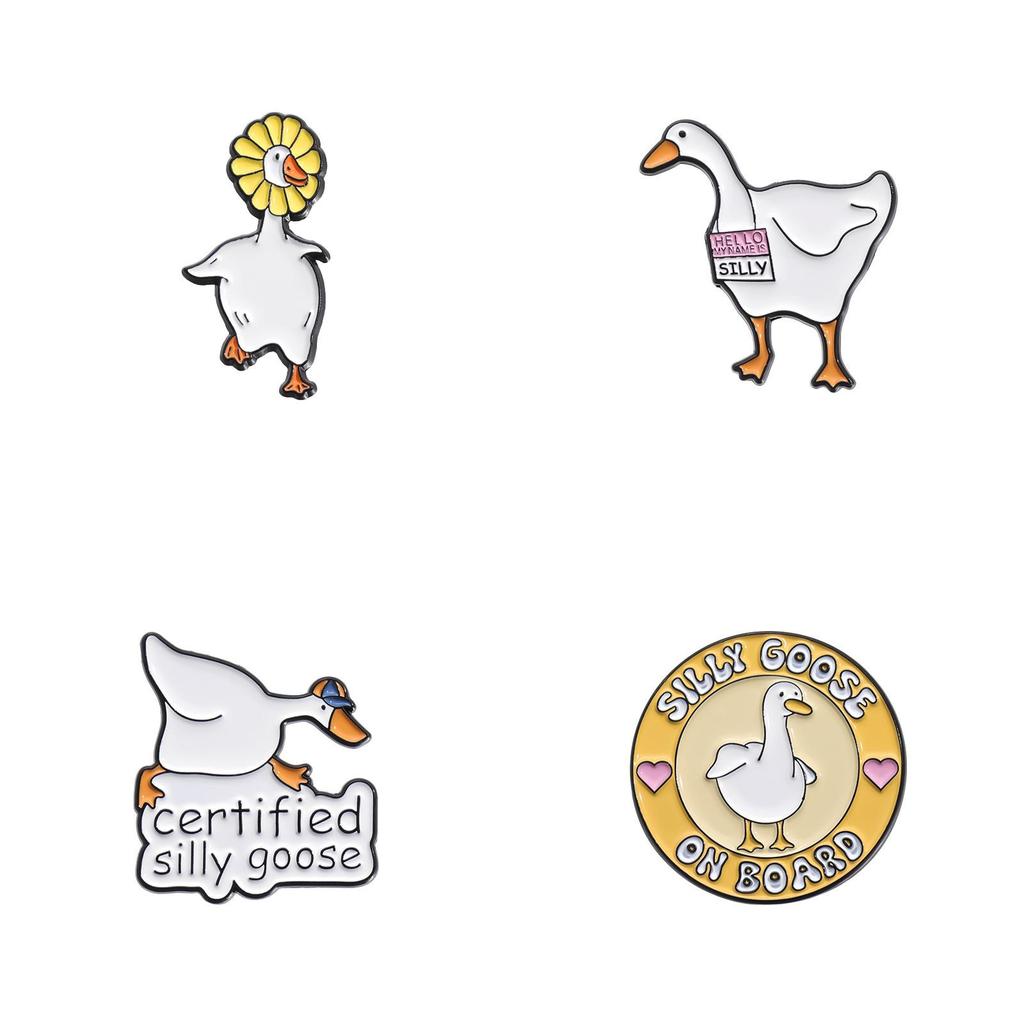 Animal Eyecatching Cartoon Duck Goose Brooch Collection In Alloy For Fun Accessories