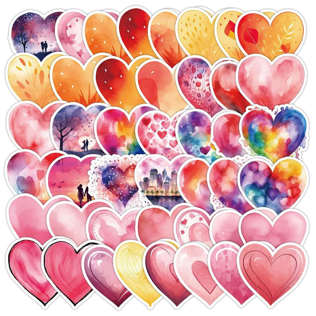 Valentine's Day Heart Graffiti Stickers: 50/100 Waterproof Decorative Stickers for Water Bottles & Computers