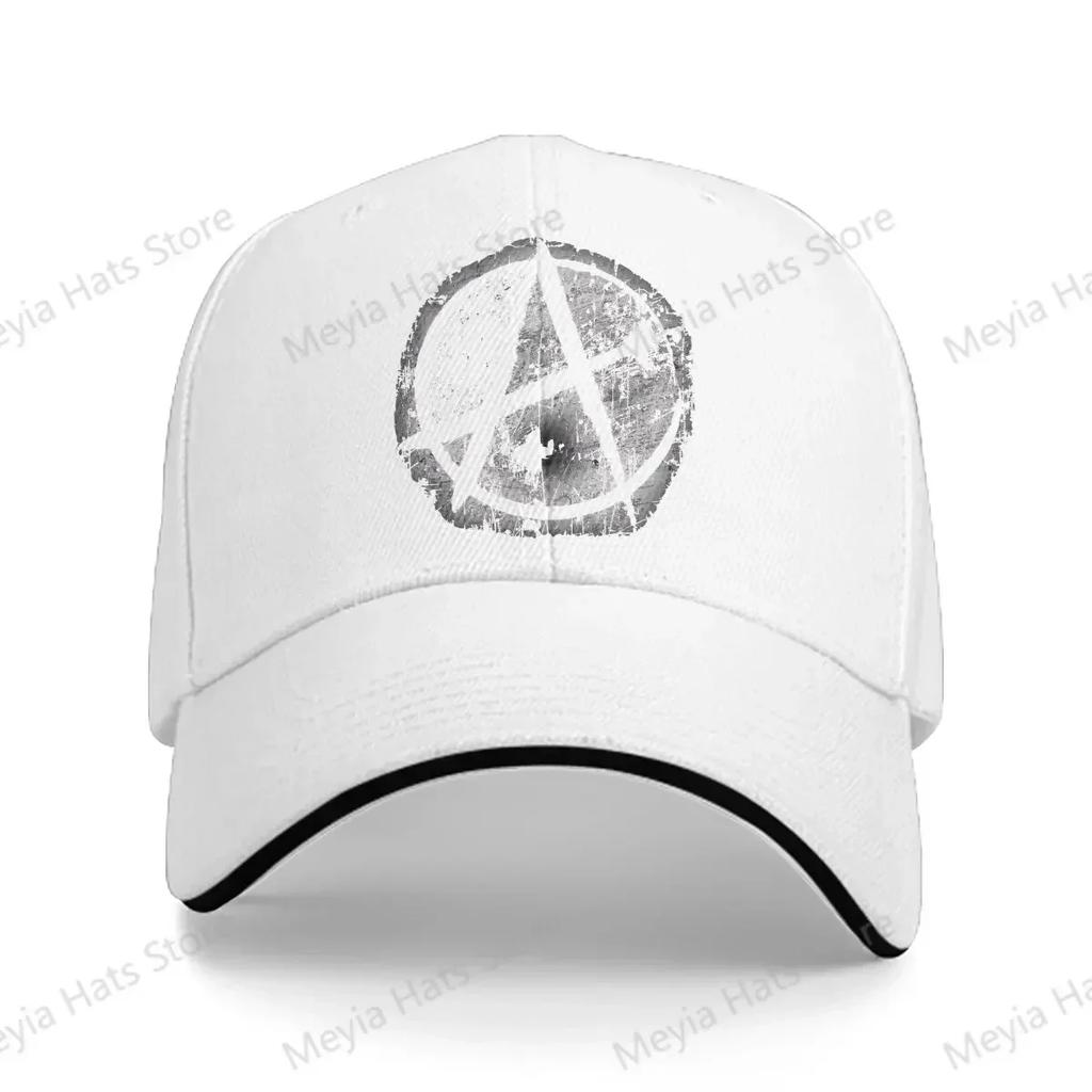Distressed Stencil Sprayed Graffiti Style Anarchy Anarchist Symbols Baseball Cap Unisex Hats Women Visor Windproof Snapback Caps