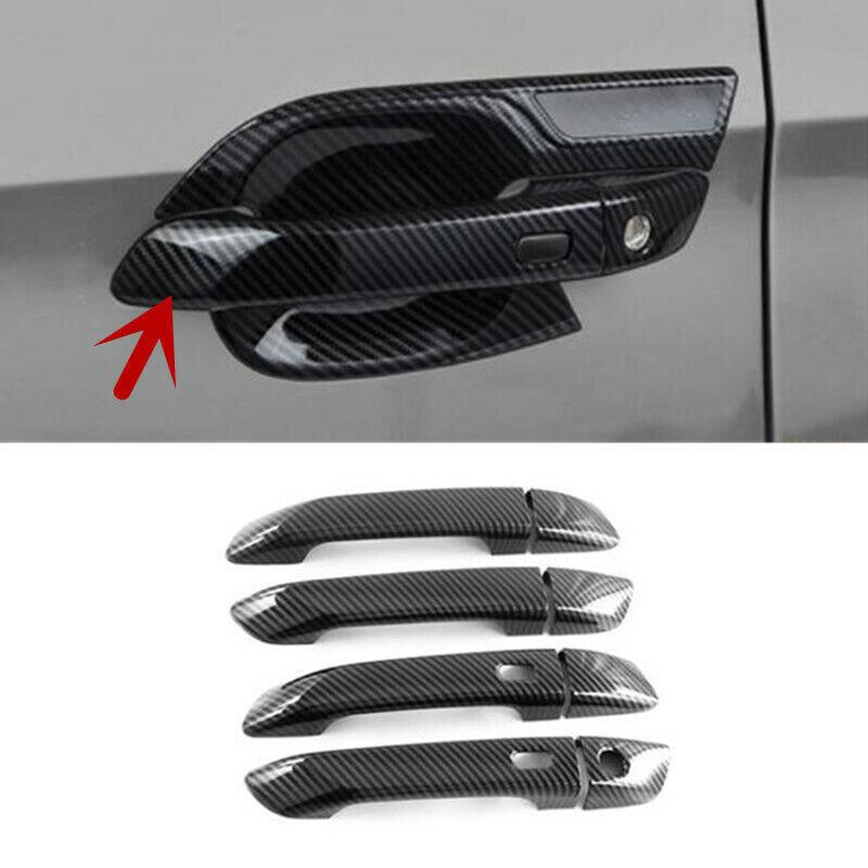 Carbon Fiber 8PCS Exterior Door Handle Cover Trim For Isuzu D-Max Dmax 2021-2024