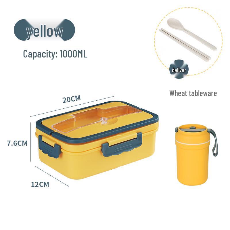 Sigang Student Wheat Straw & Stainless Steel Lunch Box Set